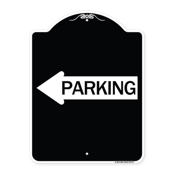 Signmission Parking With Left Arrow Heavy-Gauge Aluminum Architectural Sign, 24" x 18", BW-1824-24372 A-DES-BW-1824-24372 - main
